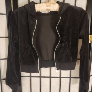 Velour hooded jacket